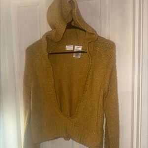 No boundaries yellow crop top with hood